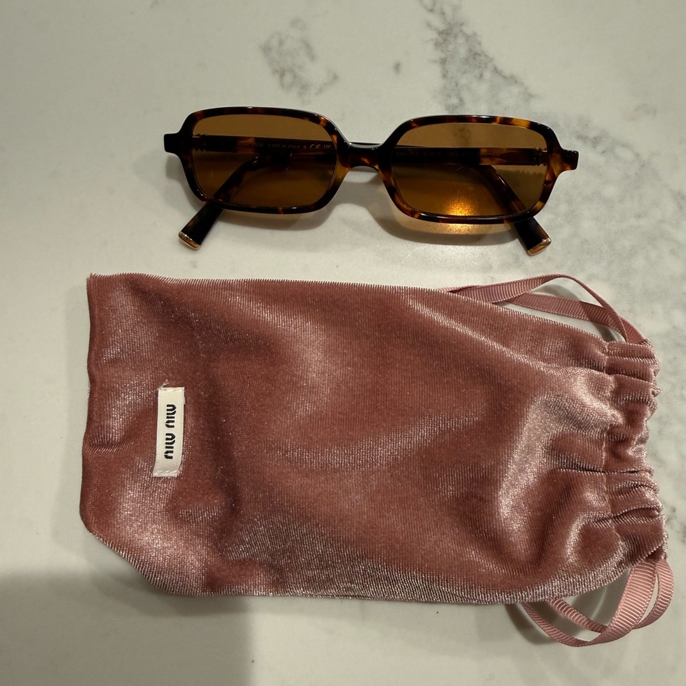 Miu Miu 11ZS Tortoiseshell Rectangular Sunglasses - Brown Lenses